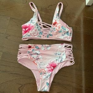 Light pink floral bikini.
